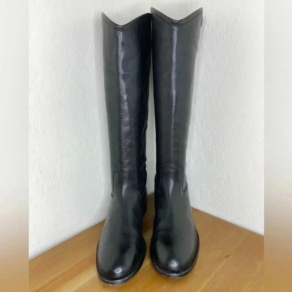 NEW FRYE Melissa Button 2 Black Leather Equestrian Boots Women’s Size 5.5B - Picture 7 of 14